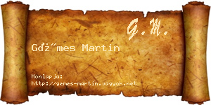Gémes Martin névjegykártya